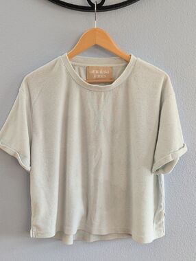 Araminta James Light Sage Terry Cloth Crop Tee